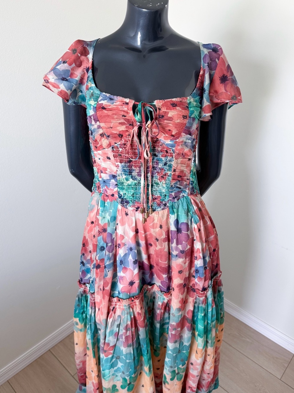 NWT Free People Sunshine Maxi Dress in Soft Tropic Combo Size Large MSRP $298 - Picture 5 of 12